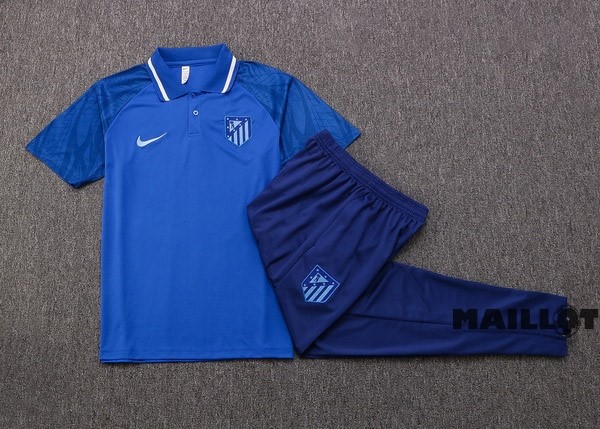 Foot Maillot Pas Cher Ensemble Complet Polo Atlético Madrid 2022 2023 Bleu