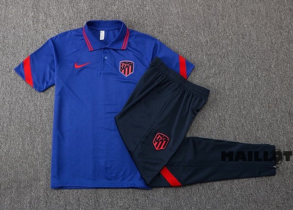 Foot Maillot Pas Cher Ensemble Complet Polo Atlético Madrid 2022 2023 Bleu Noir