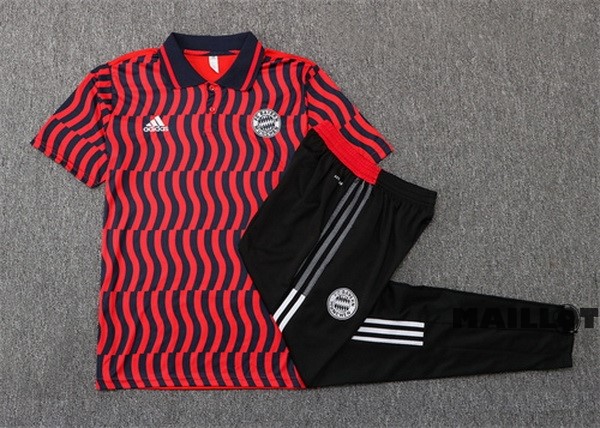Foot Maillot Pas Cher Ensemble Complet Polo Bayern Múnich 2022 2023 Rouge I Noir