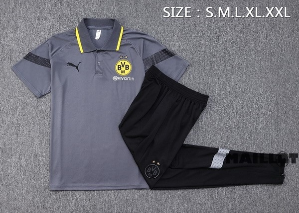 Foot Maillot Pas Cher Ensemble Complet Polo Borussia Dortmund 2023 2024 Gris Noir