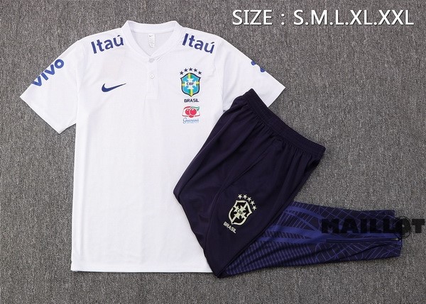 Foot Maillot Pas Cher Ensemble Complet Polo Brésil 2022 Blanc I Noir