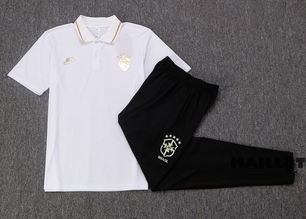 Foot Maillot Pas Cher Ensemble Complet Polo Brésil 2022 Blanc Noir