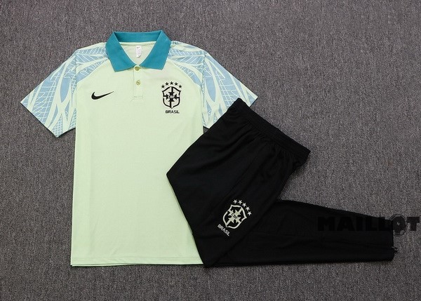 Foot Maillot Pas Cher Ensemble Complet Polo Brésil 2022 Vert Noir