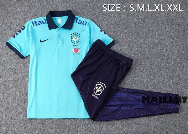 Foot Maillot Pas Cher Ensemble Complet Polo Brésil 2023 Bleu Noir