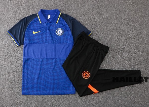 Foot Maillot Pas Cher Ensemble Complet Polo Chelsea 2022 2023 Bleu Noir