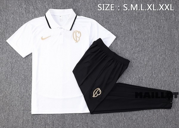 Foot Maillot Pas Cher Ensemble Complet Polo Corinthians Paulista 2023 2024 Blanc Noir