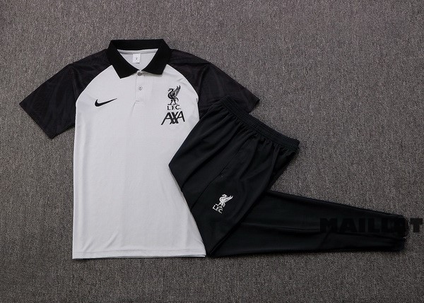 Foot Maillot Pas Cher Ensemble Complet Polo Liverpool 2022 2023 Blanc Noir