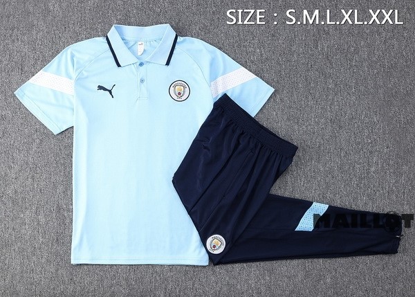 Foot Maillot Pas Cher Ensemble Complet Polo Manchester City 2022 2023 Bleu