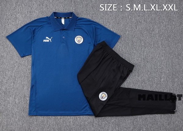 Foot Maillot Pas Cher Ensemble Complet Polo Manchester City 2023 2024 Bleu Marine Noir