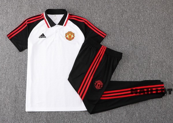Foot Maillot Pas Cher Ensemble Complet Polo Manchester United 2022 2023 Blanc Noir Rouge