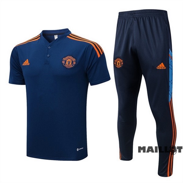 Foot Maillot Pas Cher Ensemble Complet Polo Manchester United 2022 2023 Bleu Orange
