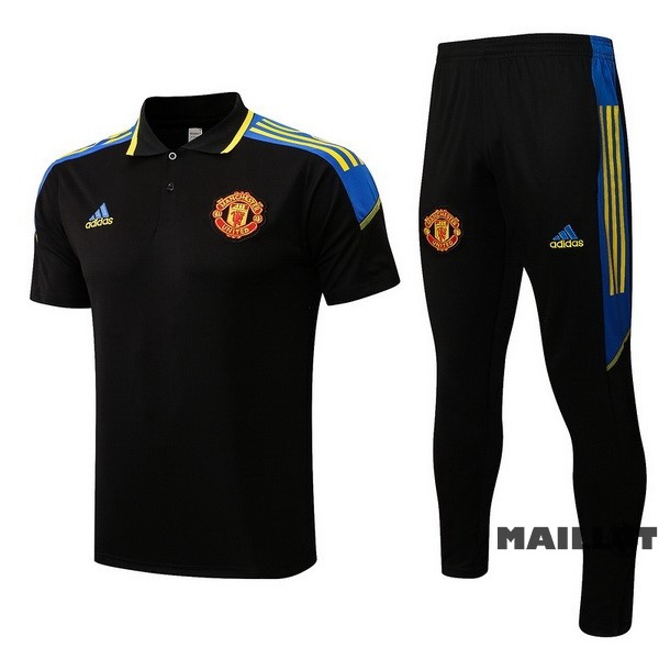 Foot Maillot Pas Cher Ensemble Complet Polo Manchester United 2022 2023 Noir Jaune