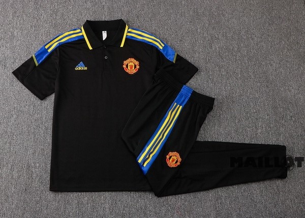 Foot Maillot Pas Cher Ensemble Complet Polo Manchester United 2022 2023 Noir Jaune