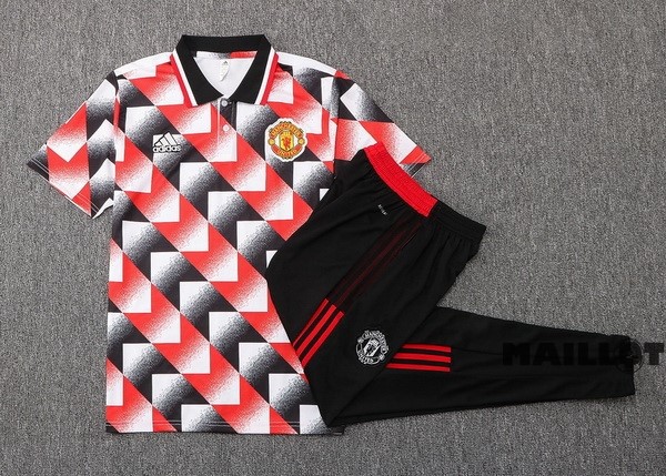 Foot Maillot Pas Cher Ensemble Complet Polo Manchester United 2022 2023 Rouge Blanc Noir