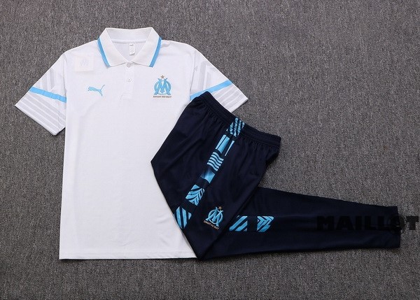 Foot Maillot Pas Cher Ensemble Complet Polo Marsella 2022 2023 Blanc Bleu