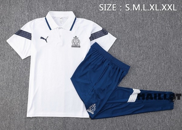 Foot Maillot Pas Cher Ensemble Complet Polo Marsella 2022 2023 Blanc Bleu