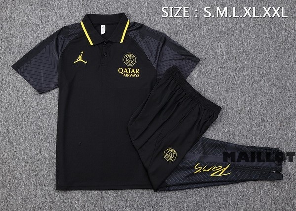 Foot Maillot Pas Cher Ensemble Complet Polo Paris Saint Germain 2023 2024 Noir Jaune