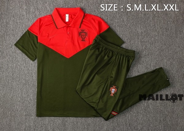 Foot Maillot Pas Cher Ensemble Complet Polo Portugal 2021 Rouge Noir Vert