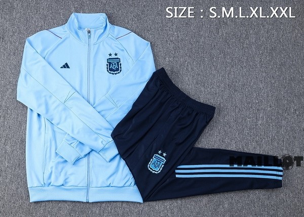 Foot Maillot Pas Cher Ensemble Complet Ropa Deportiva Con Cremallera Enfant Larga Argentine 2022 II Bleu