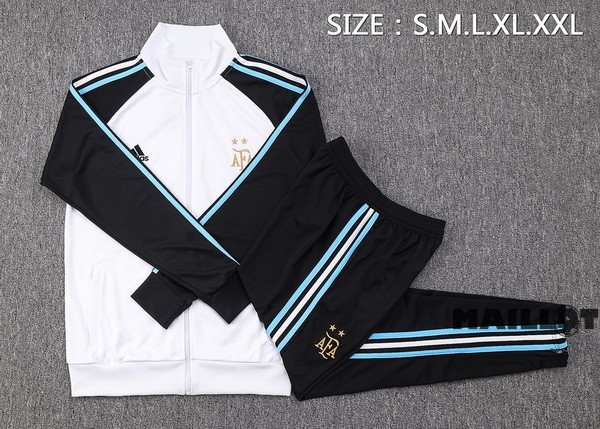 Foot Maillot Pas Cher Ensemble Complet Ropa Deportiva Con Cremallera Enfant Larga Argentine 2022 Noir I Blanc
