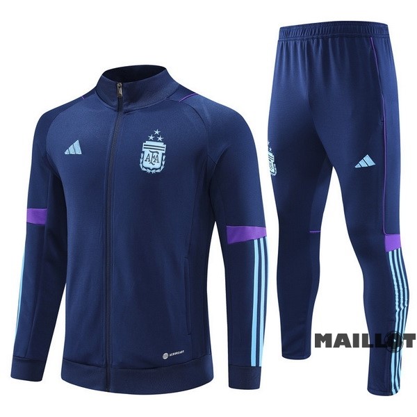 Foot Maillot Pas Cher Ensemble Complet Ropa Deportiva Con Cremallera Enfant Larga Argentine 2023 Bleu II Marine