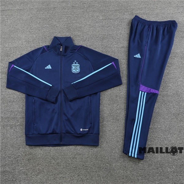 Foot Maillot Pas Cher Ensemble Complet Ropa Deportiva Con Cremallera Enfant Larga Argentine 2023 Bleu II Marine