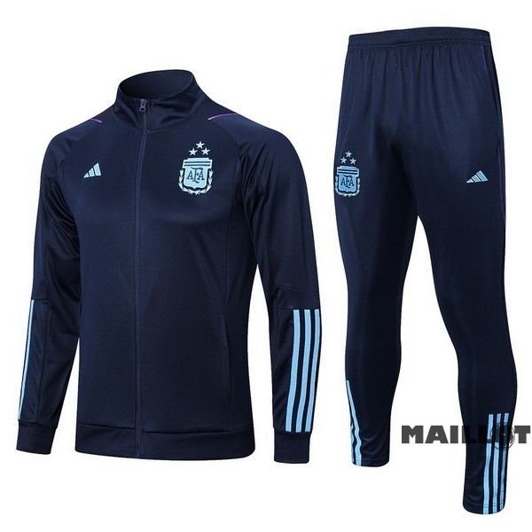 Foot Maillot Pas Cher Ensemble Complet Ropa Deportiva Con Cremallera Enfant Larga Argentine 2023 Bleu Marine