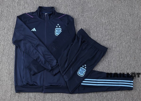 Foot Maillot Pas Cher Ensemble Complet Ropa Deportiva Con Cremallera Enfant Larga Argentine 2023 Bleu Marine
