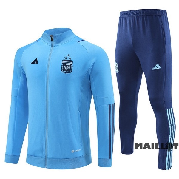 Foot Maillot Pas Cher Ensemble Complet Ropa Deportiva Con Cremallera Enfant Larga Argentine 2023 I Bleu