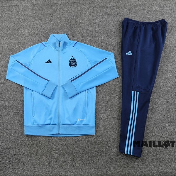 Foot Maillot Pas Cher Ensemble Complet Ropa Deportiva Con Cremallera Enfant Larga Argentine 2023 I Bleu