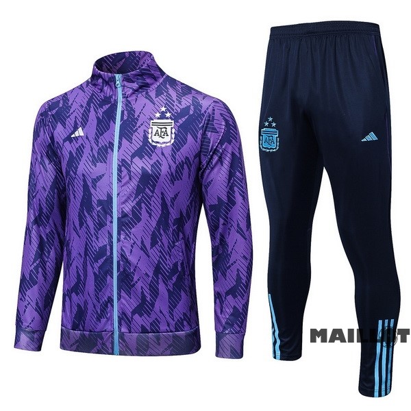 Foot Maillot Pas Cher Ensemble Complet Ropa Deportiva Con Cremallera Enfant Larga Argentine 2023 Purpura