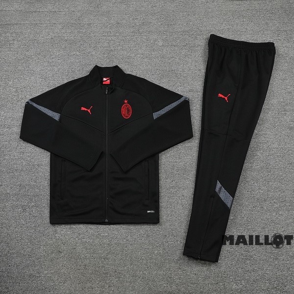 Foot Maillot Pas Cher Ensemble Complet Ropa Deportiva Con Cremallera Larga AC Milan 2022 2023 Noir