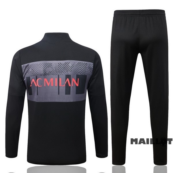 Foot Maillot Pas Cher Ensemble Complet Ropa Deportiva Con Cremallera Larga AC Milan 2022 2023 Noir Gris