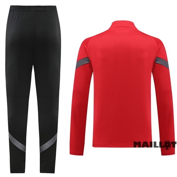 Foot Maillot Pas Cher Ensemble Complet Ropa Deportiva Con Cremallera Larga AC Milan 2022 2023 Noir Rouge