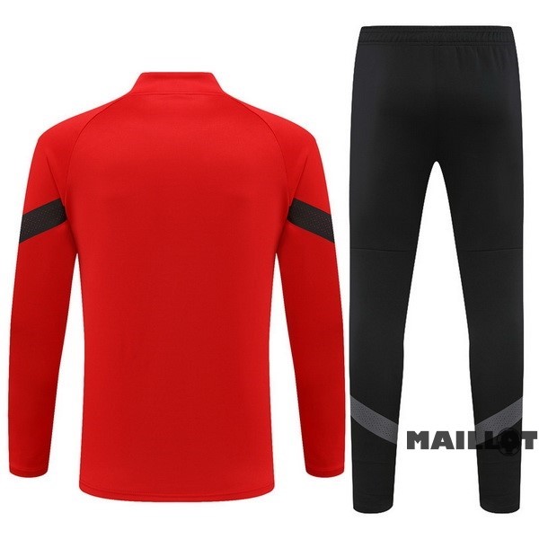 Foot Maillot Pas Cher Ensemble Complet Ropa Deportiva Con Cremallera Larga AC Milan 2022 2023 Rouge II Noir