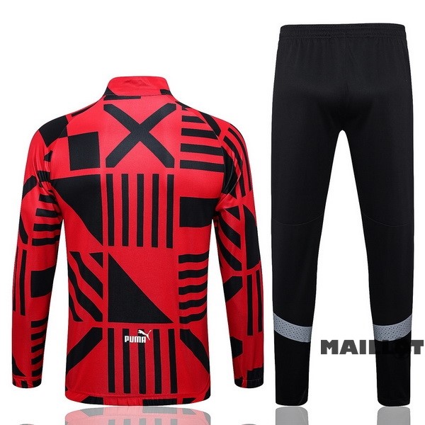 Foot Maillot Pas Cher Ensemble Complet Ropa Deportiva Con Cremallera Larga AC Milan 2022 2023 Rouge I Noir