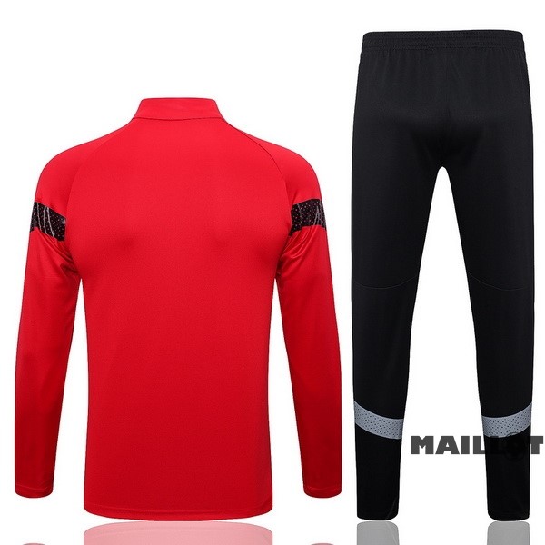 Foot Maillot Pas Cher Ensemble Complet Ropa Deportiva Con Cremallera Larga AC Milan 2022 2023 Rouge Noir