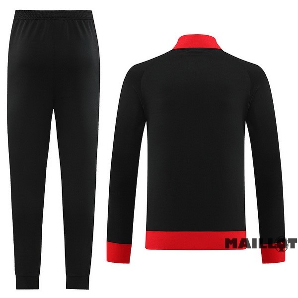 Foot Maillot Pas Cher Ensemble Complet Ropa Deportiva Con Cremallera Larga AC Milan 2023 2024 Noir Rouge