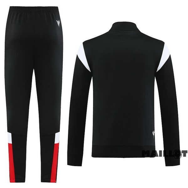 Foot Maillot Pas Cher Ensemble Complet Ropa Deportiva Con Cremallera Larga AC Milan 2023 2024 Noir Rouge Blanc