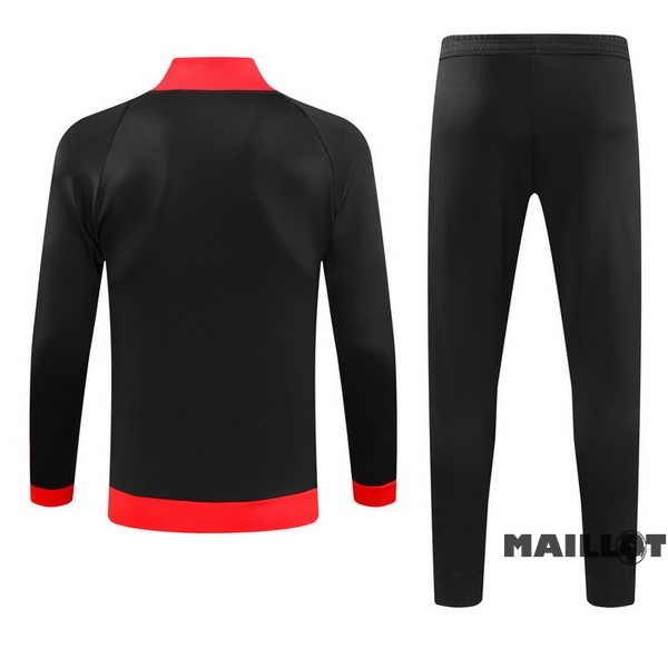 Foot Maillot Pas Cher Ensemble Complet Ropa Deportiva Con Cremallera Larga AC Milan 2023 2024 Rouge II Noir