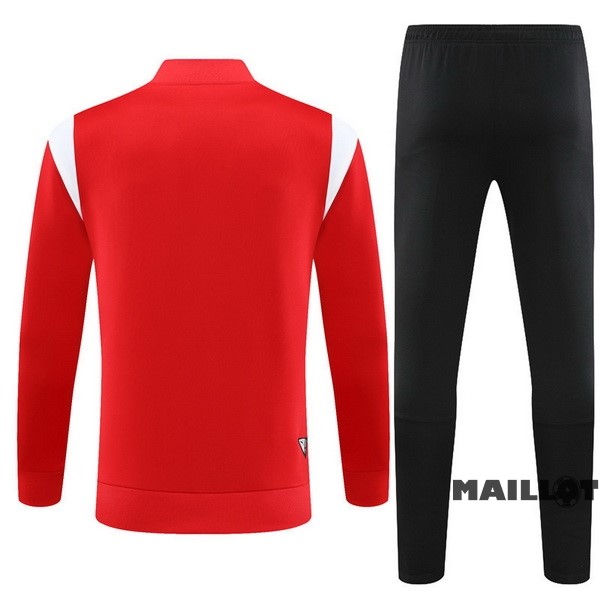 Foot Maillot Pas Cher Ensemble Complet Ropa Deportiva Con Cremallera Larga AC Milan 2023 2024 Rouge I Noir