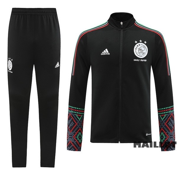 Foot Maillot Pas Cher Ensemble Complet Ropa Deportiva Con Cremallera Larga Ajax 2022 2023 Noir