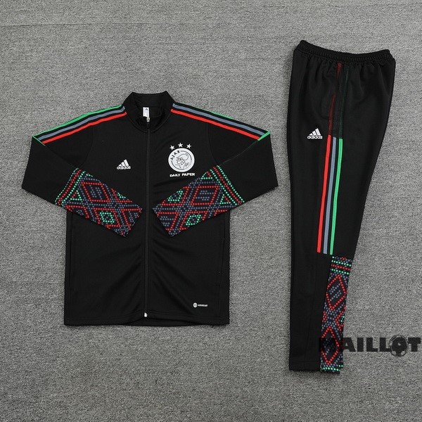 Foot Maillot Pas Cher Ensemble Complet Ropa Deportiva Con Cremallera Larga Ajax 2022 2023 Noir