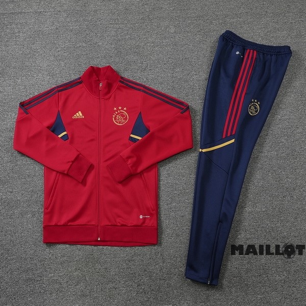 Foot Maillot Pas Cher Ensemble Complet Ropa Deportiva Con Cremallera Larga Ajax 2022 2023 Purpura II Rouge