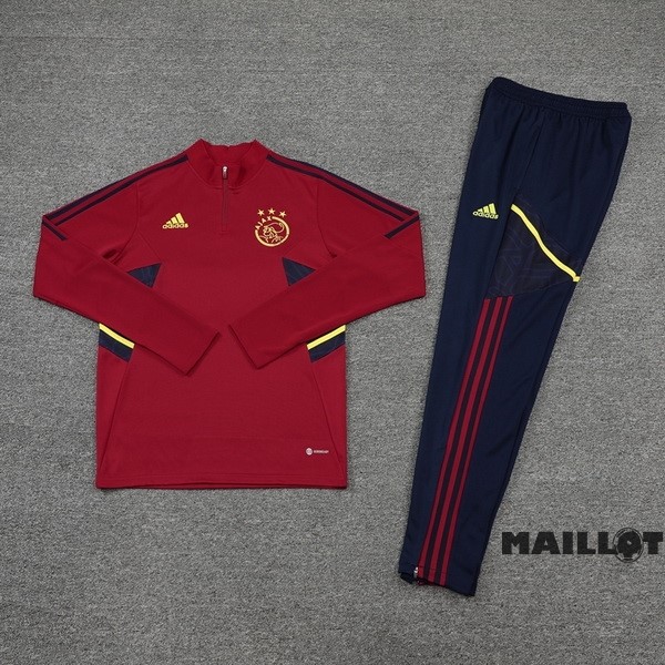 Foot Maillot Pas Cher Ensemble Complet Ropa Deportiva Con Cremallera Larga Ajax 2022 2023 Purpura I Rouge