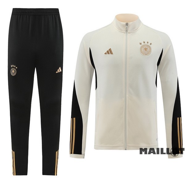 Foot Maillot Pas Cher Ensemble Complet Ropa Deportiva Con Cremallera Larga Allemagne 2022 Blanc I Noir