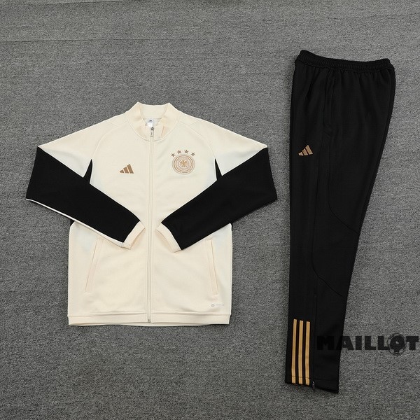 Foot Maillot Pas Cher Ensemble Complet Ropa Deportiva Con Cremallera Larga Allemagne 2022 Blanc I Noir