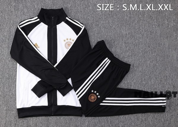 Foot Maillot Pas Cher Ensemble Complet Ropa Deportiva Con Cremallera Larga Allemagne 2022 Blanc Noir