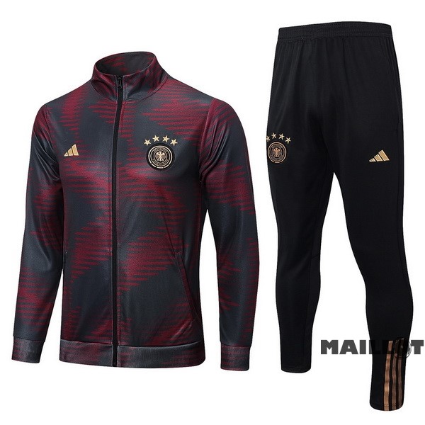Foot Maillot Pas Cher Ensemble Complet Ropa Deportiva Con Cremallera Larga Allemagne 2022 Bordeaux Noir