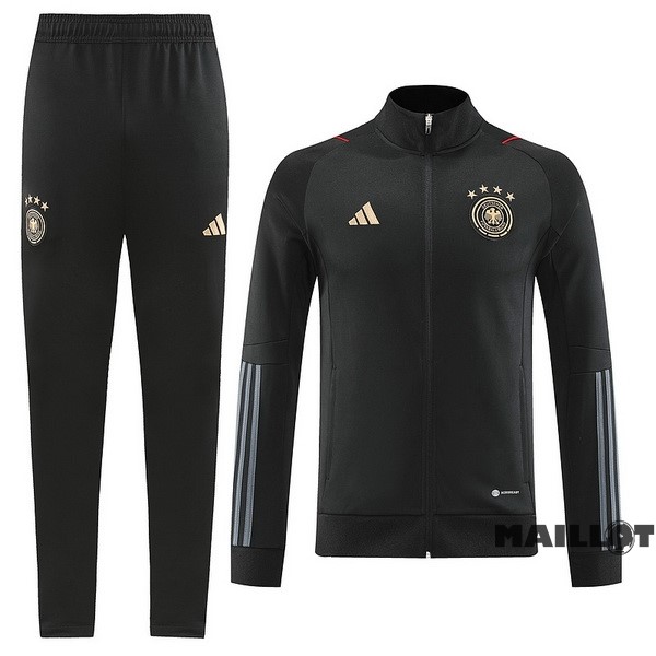 Foot Maillot Pas Cher Ensemble Complet Ropa Deportiva Con Cremallera Larga Allemagne 2022 Noir